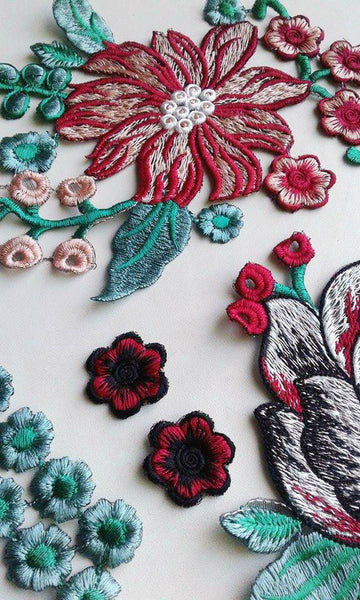 Moks42(p) Set flowers embroidery patch, fantasy patch, patch for jacket