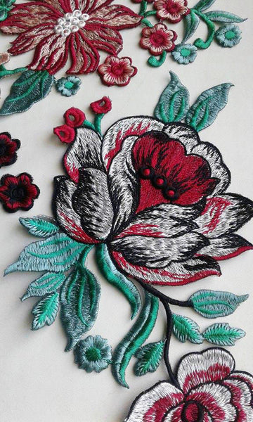 Moks42(p) Set flowers embroidery patch, fantasy patch, patch for jacket