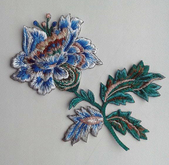 Moks24(p) Fantasy Flowers Jacobean Embroidery Patch