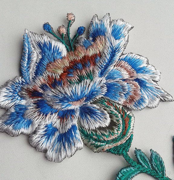 Moks24(p) Fantasy Flowers Jacobean Embroidery Patch