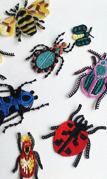 Moks13(p) Set 12 pieces Styled Bugs Insects Embroidery Patches Set