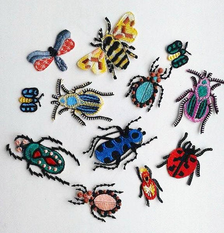 Moks13(p) Set 12 pieces Styled Bugs Insects Embroidery Patches Set