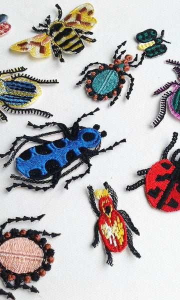 Moks13(p) Set 12 pieces Styled Bugs Insects Embroidery Patches Set