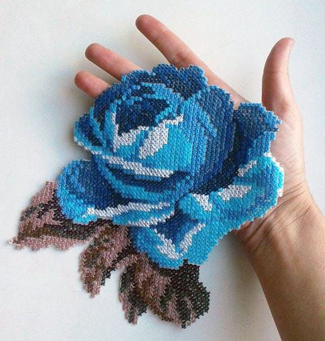 Moks40(p) Blue rose cross-stitch embroidery