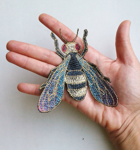 Moks44(p) Steampunk embroidered patch Mechanical fly