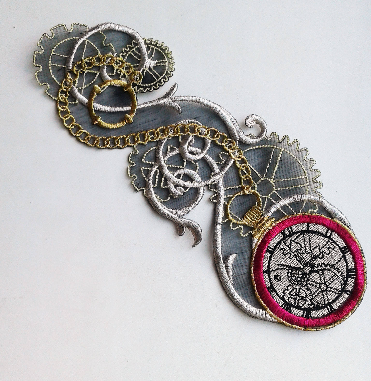 Moks48(p) Steampunk embroidered patch antique clock