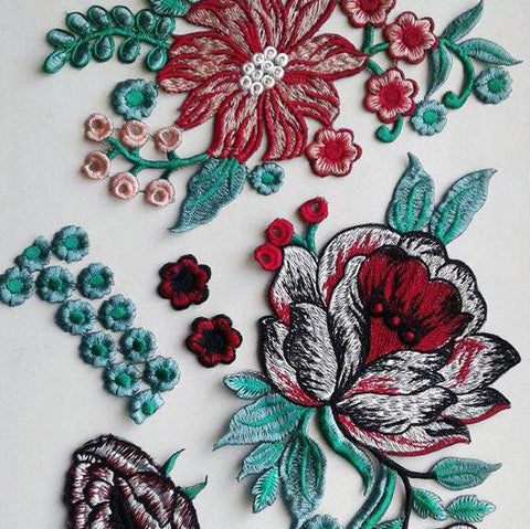 Moks42(p) Set flowers embroidery patch, fantasy patch, patch for jacket