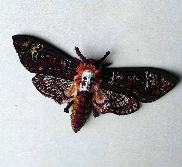 Moks59(p) Butterfly dead head  Insect Embroidered Patch