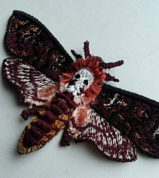 Moks59(p) Butterfly dead head  Insect Embroidered Patch