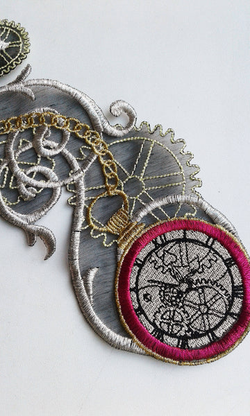 Moks48(p) Steampunk embroidered patch antique clock