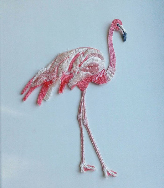 Moks123(p) bird pink flamingo embroidered patch