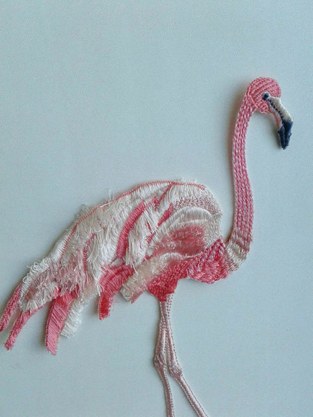 Moks123(p) bird pink flamingo embroidered patch