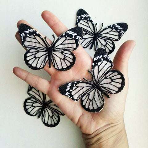 Moks111(p) set of 4 pieces white butterfly Patch