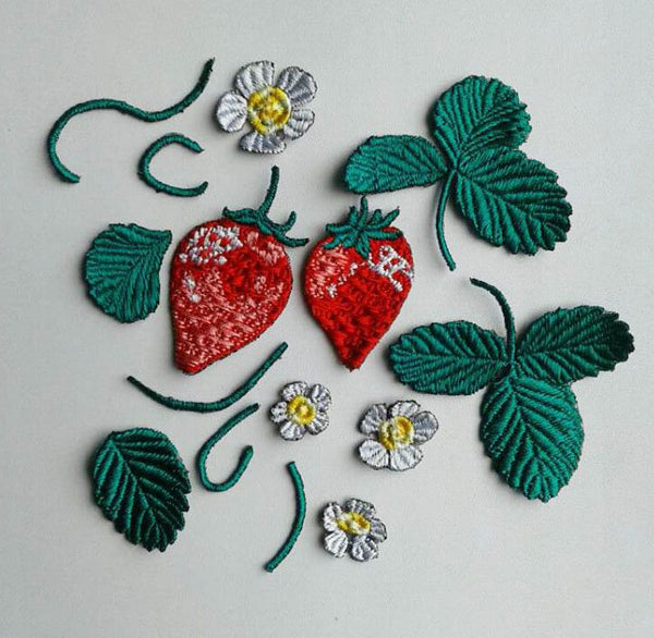 Moks117(p) set Strawberry Patch with flowers and leaves for creativity - Vegetable patch