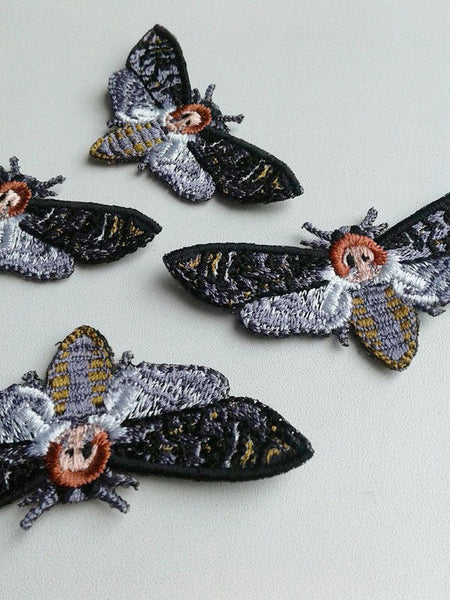 Moks130(p) set of 4 pieces deathhead moth patch, embroidered patch Insect