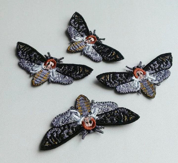 Moks130(p) set of 4 pieces deathhead moth patch, embroidered patch Insect