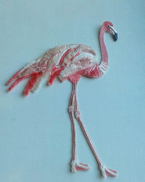 Moks123(p) bird pink flamingo embroidered patch