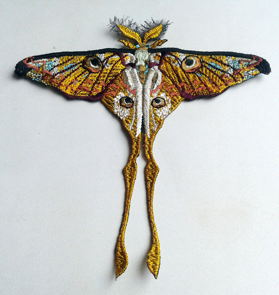 Moks132(p) Comet moth embroidered patch - Madagascan moon moth