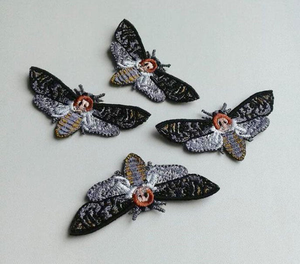 Moks130(p) set of 4 pieces deathhead moth patch, embroidered patch Insect