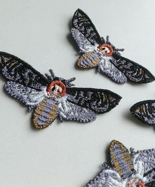 Moks130(p) set of 4 pieces deathhead moth patch, embroidered patch Insect