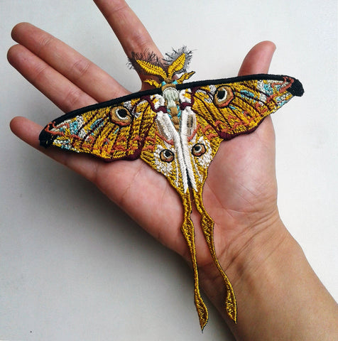 Moks132(p) Comet moth embroidered patch - Madagascan moon moth