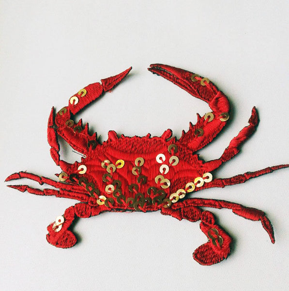 Moks143(p) crab embroidery patch