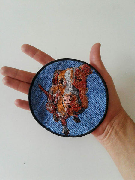 Custom dog portrait embroidered patch