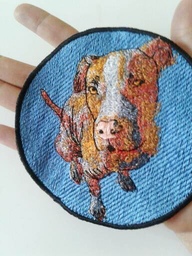 Custom dog portrait embroidered patch