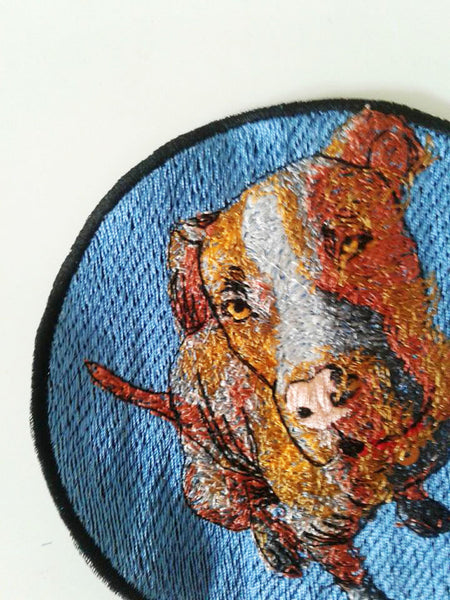 Custom dog portrait embroidered patch