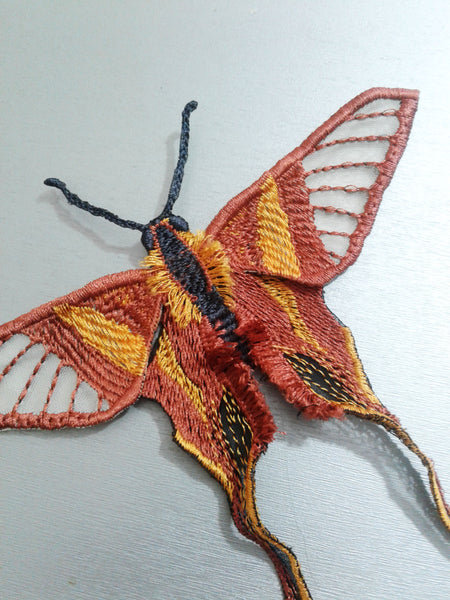 Moks169(p) rust butterfly embroidered patch, 2019 Wedding Trends,  not-quite orange color, rustic weddings