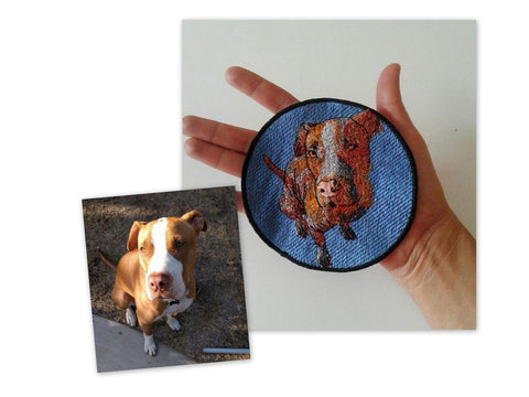 Custom dog portrait embroidered patch