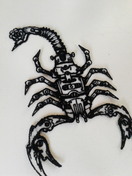 dimamoo3(p) steampunk scorpion embroidered patch