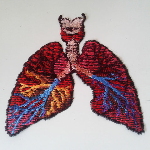 moks190(p) lungs embroidered patch - human organs patch - anatomy