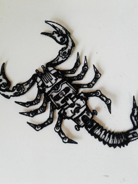 dimamoo3(p) steampunk scorpion embroidered patch