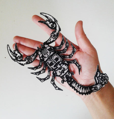 dimamoo3(p) steampunk scorpion embroidered patch