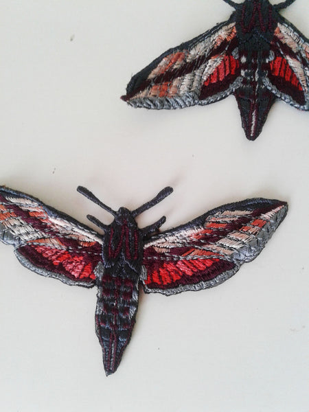 moks227(p) set of two hummingbird hawk-moth embroidered patch