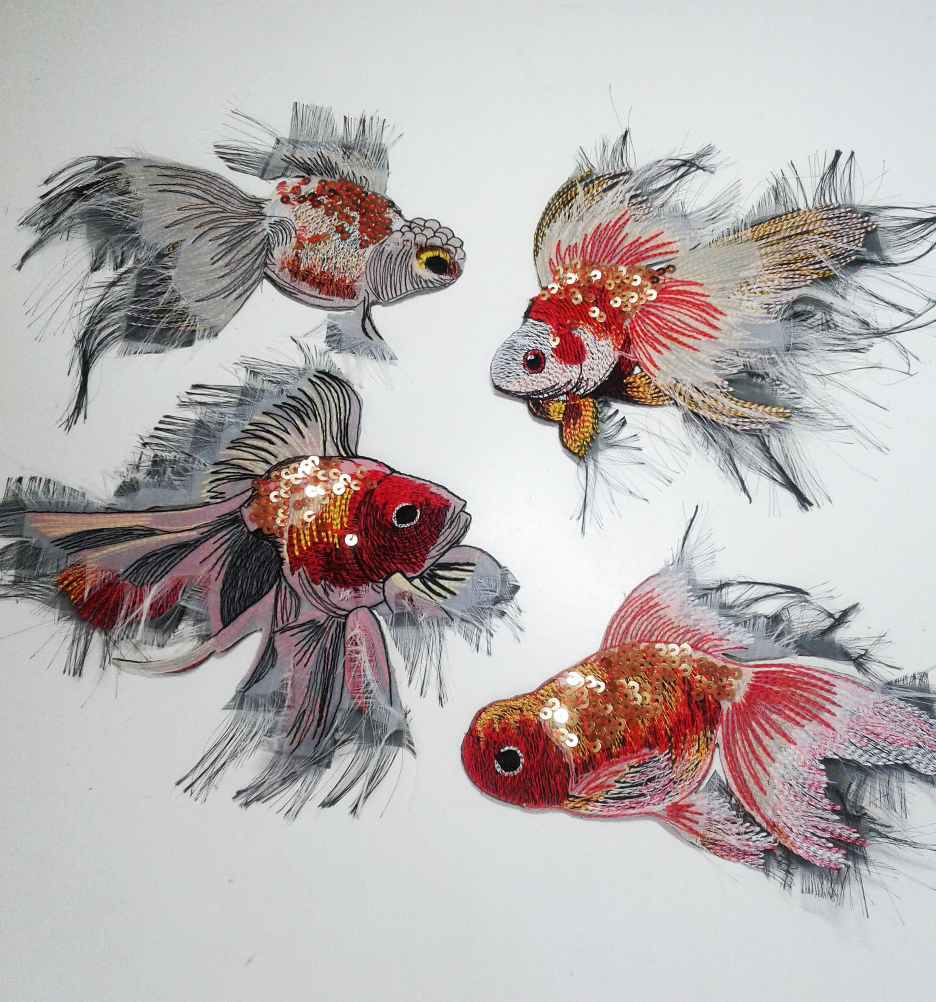 Moks238(p) set of 4 goldfish large embroidered patches