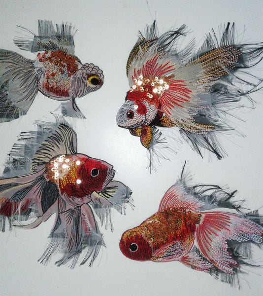 Moks238(p) set of 4 goldfish large embroidered patches