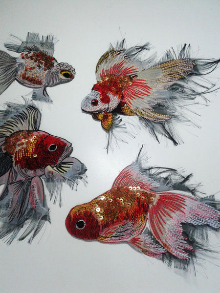 Moks238(p) set of 4 goldfish large embroidered patches