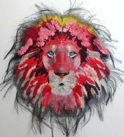 Moks269(p) red lion embroidered patch, animal patch