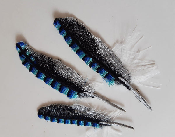 Moks271(p) set Blue Jay feathers embroidered patches, bird patch