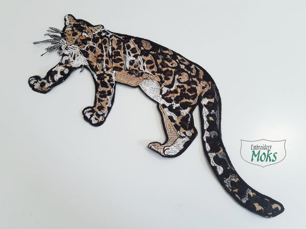 Moks(p)340 animal leopard embroidery patch, sew on embroidered patch