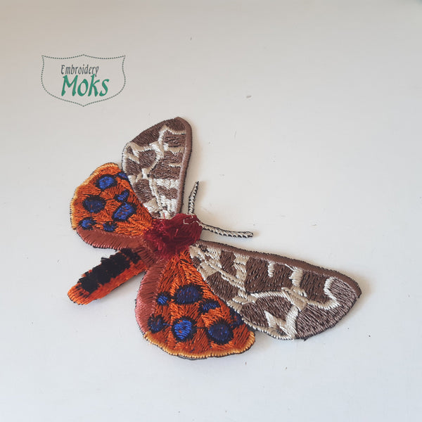 Moks368(p) Tiger moth - Moth embroidery patch - Garden tiger moth - Great tiger moth