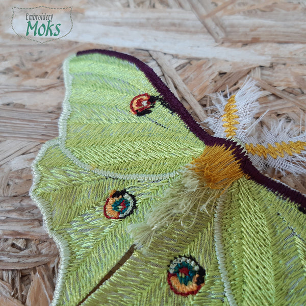 Moks373(p) Luna moth embroidery patch - Insect entomology