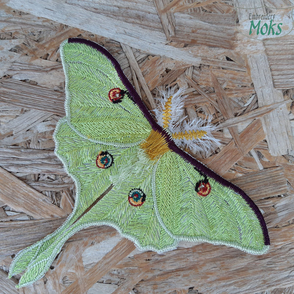 Moks373(p) Luna moth embroidery patch - Insect entomology