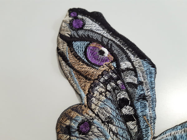 Moks333(p) fantasy butterfly embroidered patch, purple eyes patch, elven butterfly, sew on patch