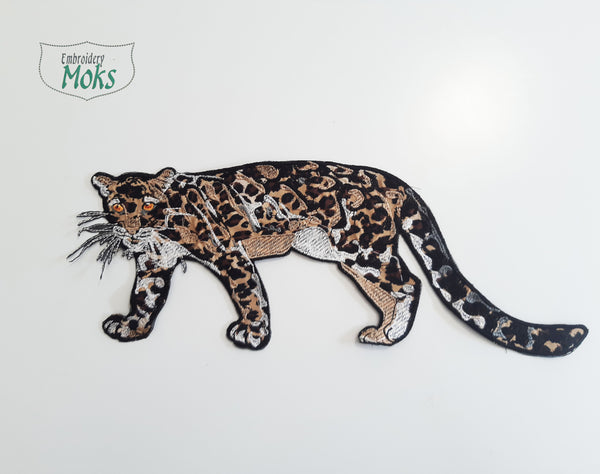 Moks(p)340 animal leopard embroidery patch, sew on embroidered patch