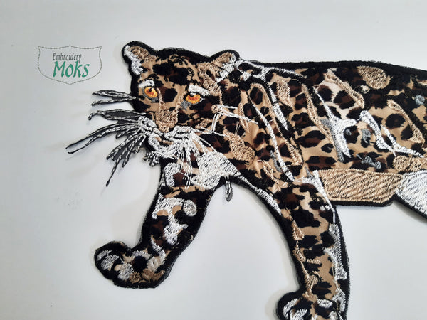 Moks(p)340 animal leopard embroidery patch, sew on embroidered patch