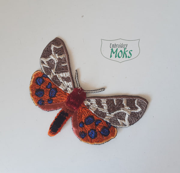 Moks368(p) Tiger moth - Moth embroidery patch - Garden tiger moth - Great tiger moth