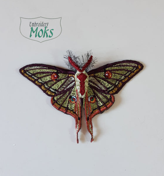 Moks371(p) Moth embroidery patch - Spanish moon moth - graellsia isabellae